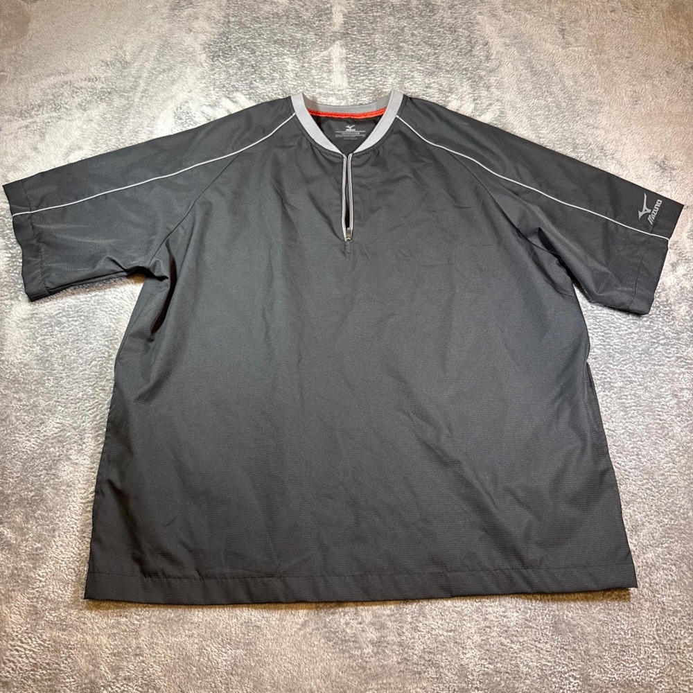 Mizuno Mens Black Quarter Zip Short‎ Sleeve Batting Jacket Windshirt Size M